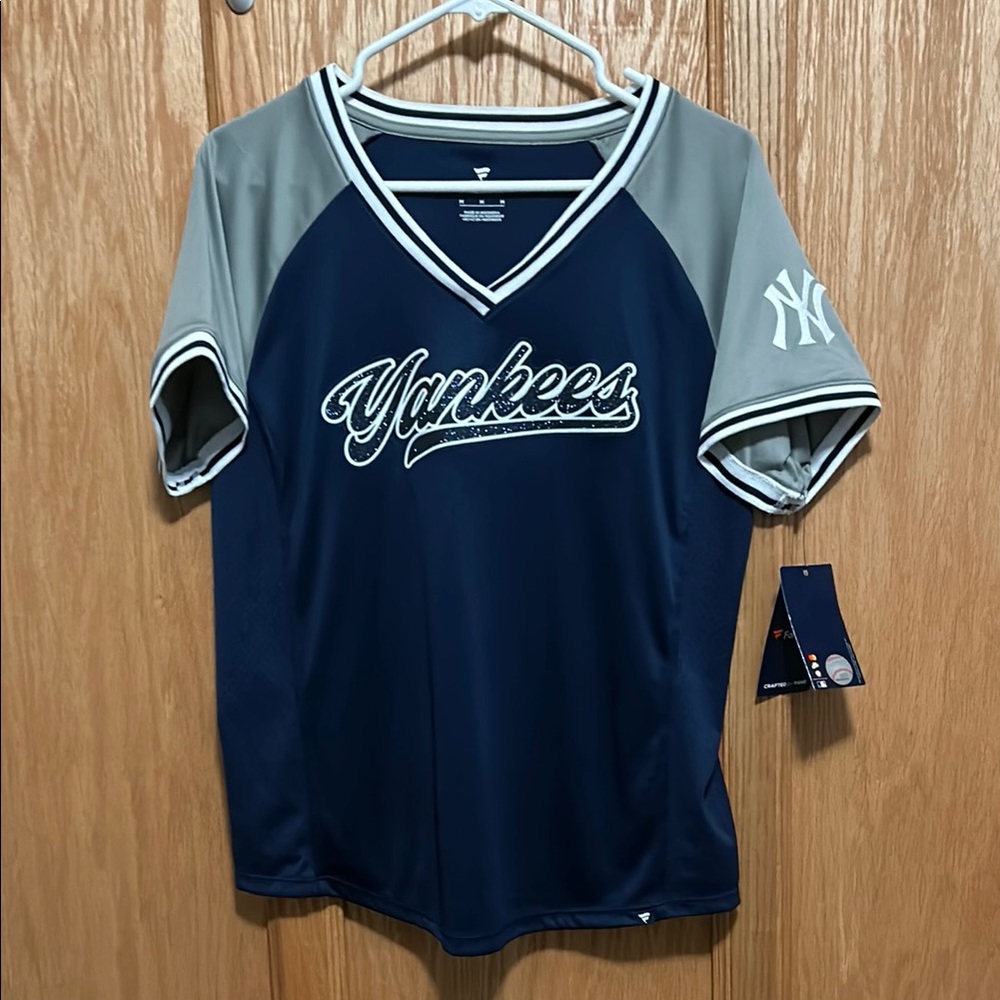 Fanatics Blue and Gray Raglan V-Neck Jersey